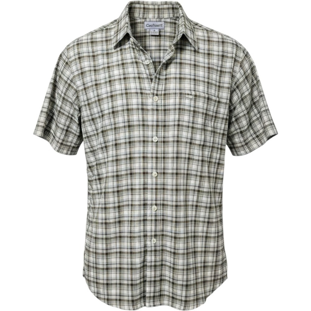 Carhartt Shirt Men XL Green White Plaid Short Sleeve Button Down Workwear Cotton